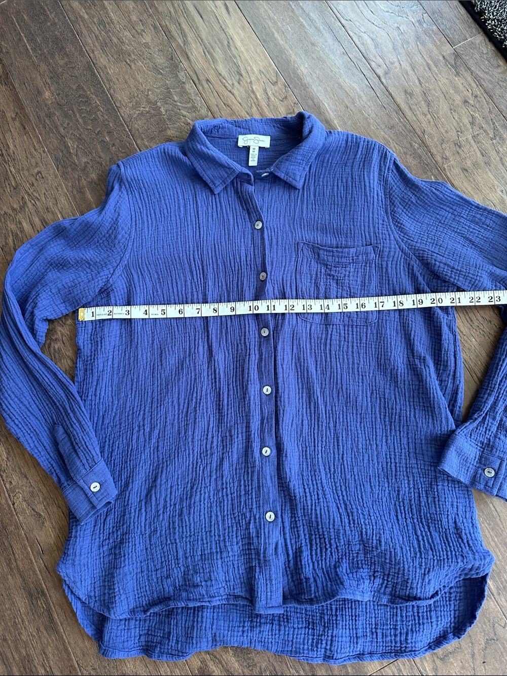 Women’s Purple Button-Up Gauzy Shirt - Picture 4 of 5